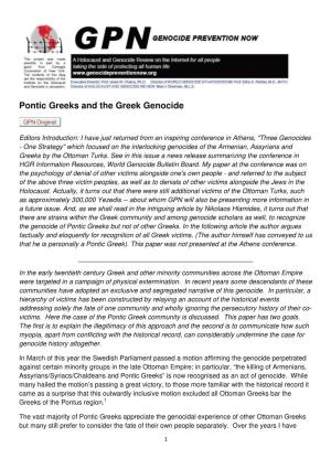 Pontic Greeks and the Greek Genocide