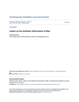 Letters on the Aesthetic Deformation of Man