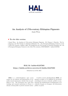 An Analysis of 17Th-Century Ethiopian Pigments Anaïs Wion
