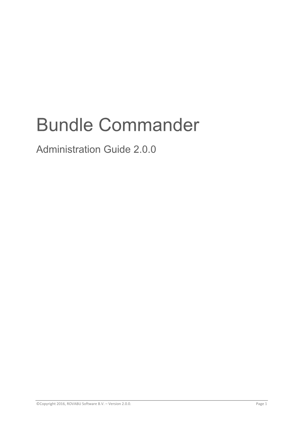 Bundle Commander Administration Guide 2.0.0