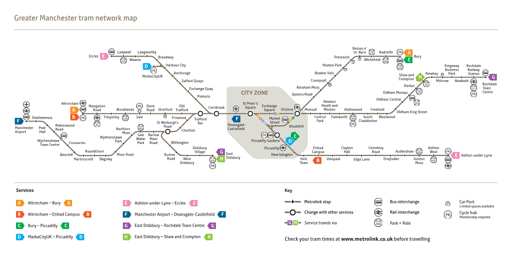 Greater Manchester Tram Network Map