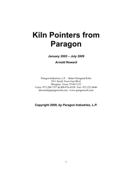 Kiln Pointers from Paragon