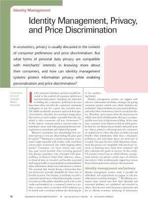Identity Management, Privacy, and Price Discrimination