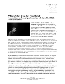 William Tyler, Quindar, Nick Hallett Four Musicians Perform Original Music to a Selection of Lost 1960S Counterculture Films