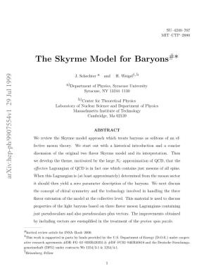 The Skyrme Model for Baryons