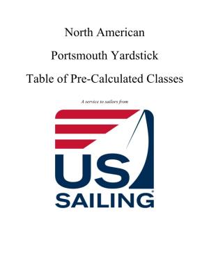 North American Portsmouth Yardstick Table of Pre-Calculated Classes