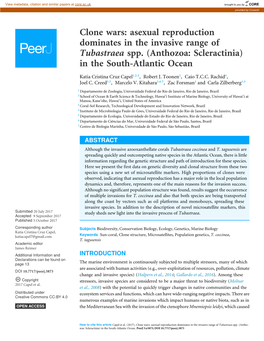 Clone Wars: Asexual Reproduction Dominates in the Invasive Range of Tubastraea Spp. (Anthozoa: Scleractinia) in the South-Atlantic Ocean