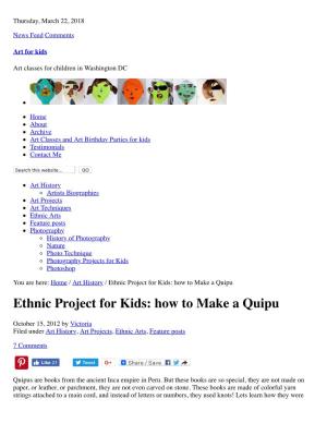 Ethnic Project for Kids: How to Make a Quipu : Art for Kids