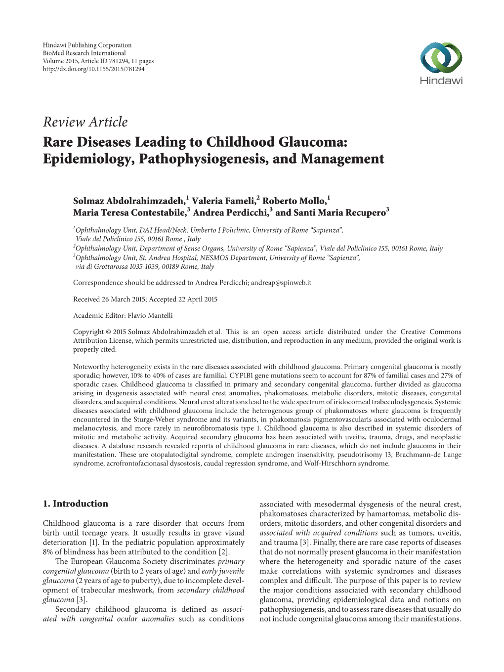 Rare Diseases Leading to Childhood Glaucoma: Epidemiology, Pathophysiogenesis, and Management