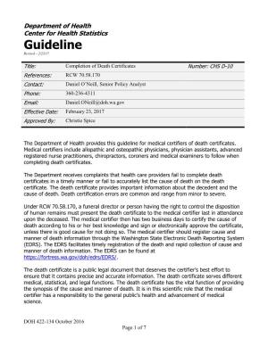 Guideline Completion of Death Certificates