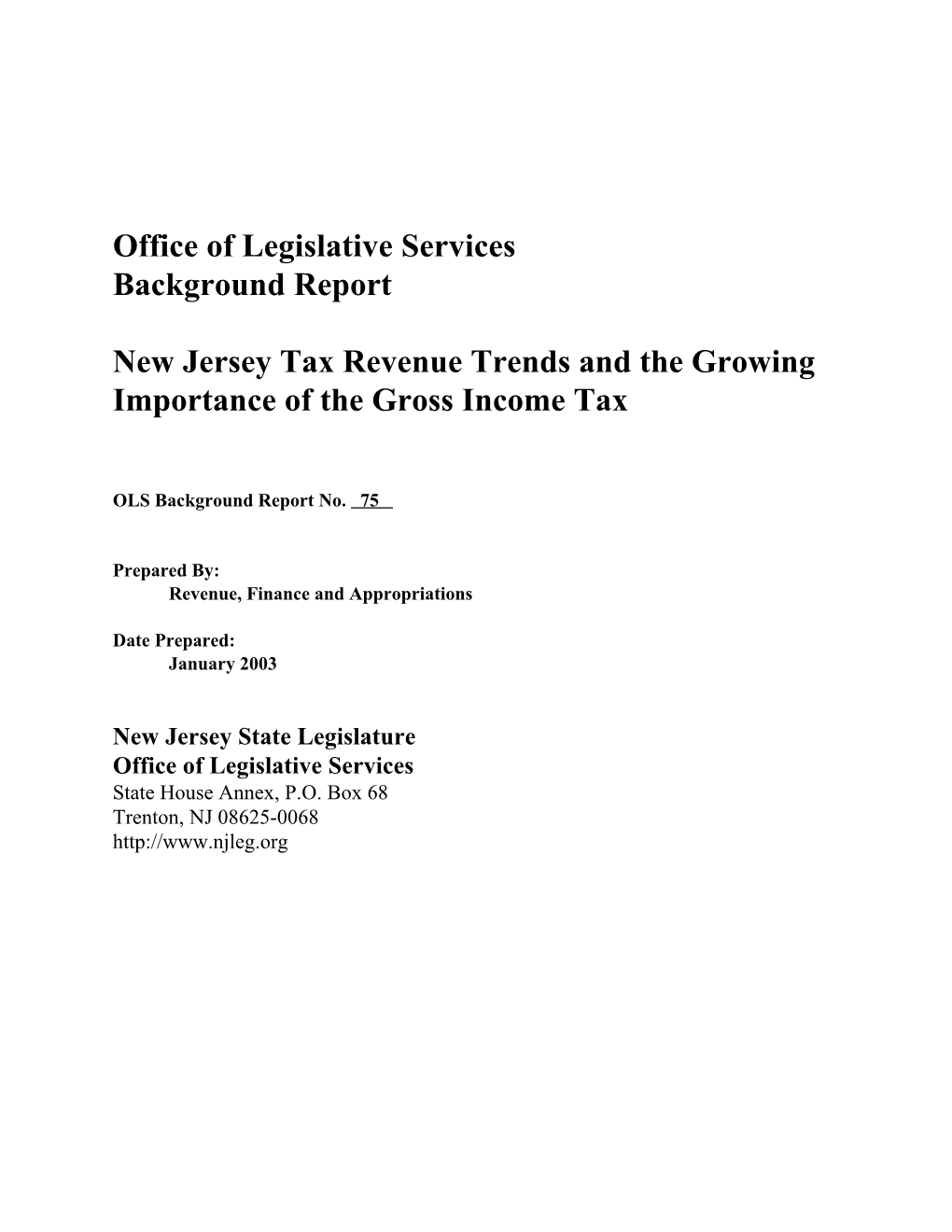 Backgrounder: NJ Tax Revenue Trends and the Growing