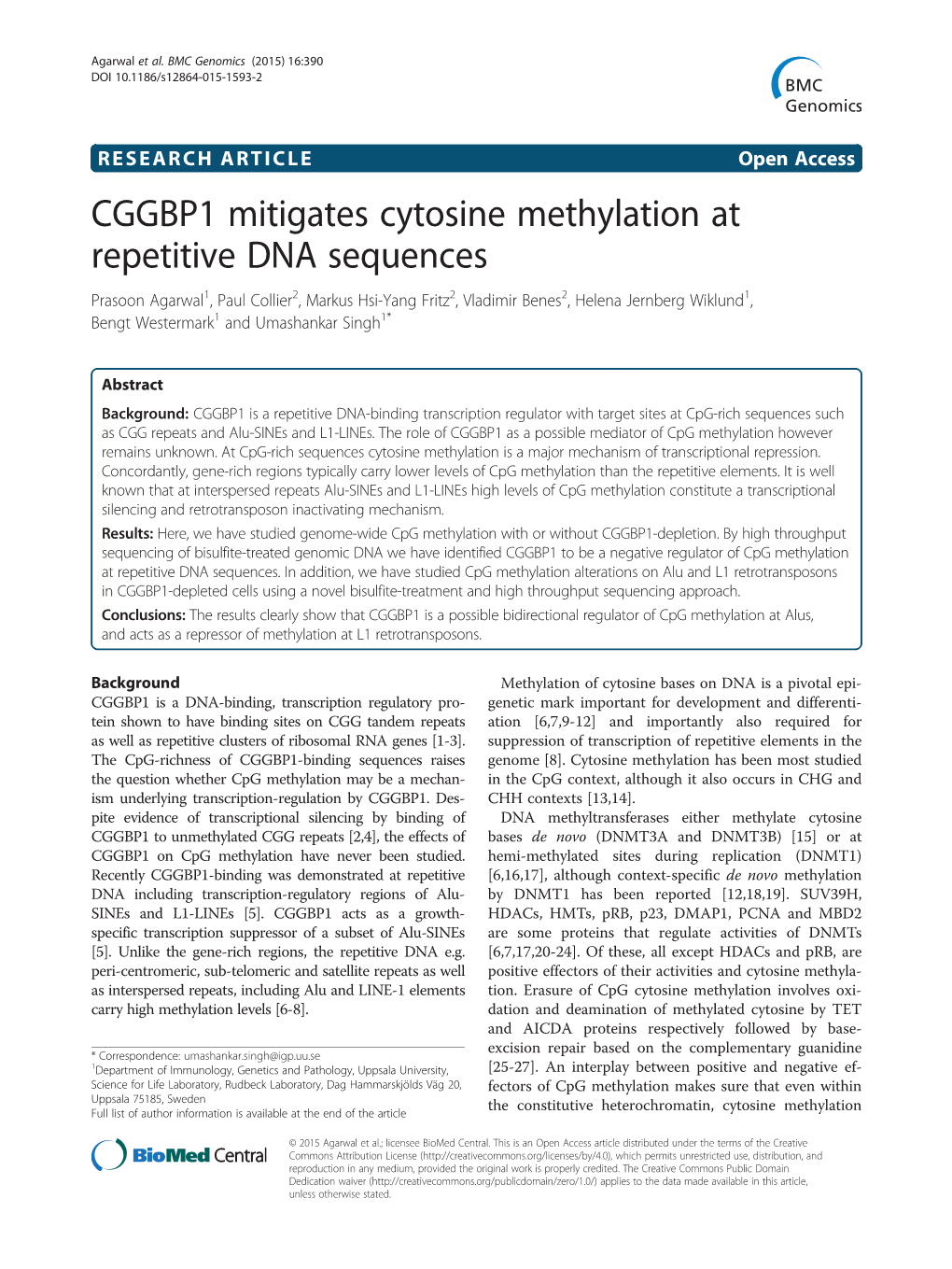 CGGBP1 Mitigates Cytosine Methylation at Repetitive DNA