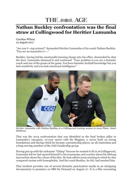 Nathan Buckley Confrontation Was the Final Straw at Collingwood for Heritier Lumumba