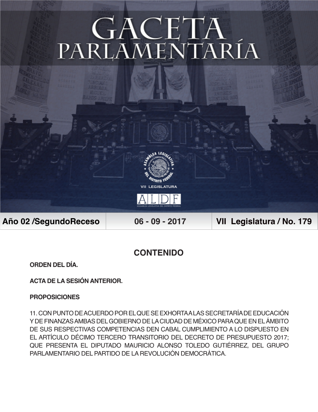 2017 VII Legislatura / No. 179
