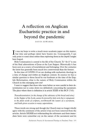 Eucharistic Practice & Sacramental Theology in Pandemic Times