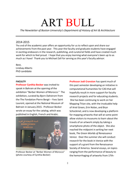 ART BULL the Newsletter of Boston University’S Department of History of Art & Architecture