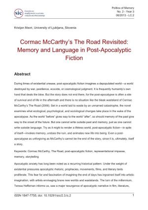 Cormac Mccarthy's the Road Revisited: Memory