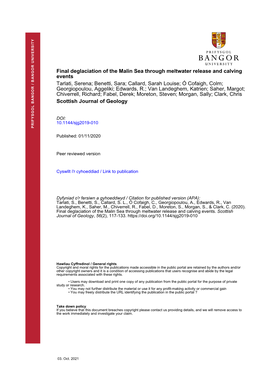 Final Deglaciation of the Malin Sea Through Meltwater Release and Calving