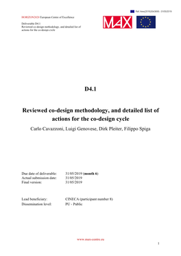 D4.1 Reviewed Co-Design Methodology, and Detailed List of Actions for the Co-Design Cycle