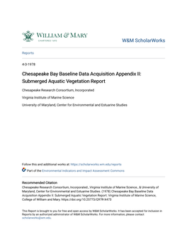 Submerged Aquatic Vegetation Report