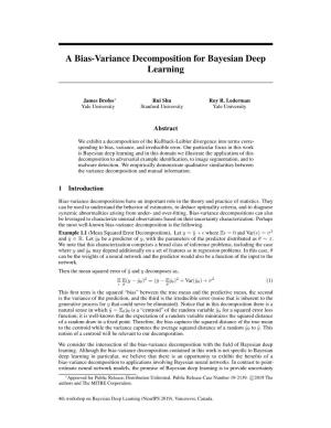 A Bias-Variance Decomposition for Bayesian Deep Learning