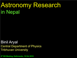 Astronomy Research in Nepal