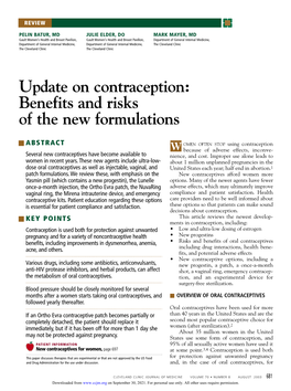 Update on Contraception: Benefits and Risks of the New Formulations