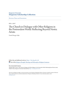 The Church in Dialogue with Other Religions in the Postmodern World