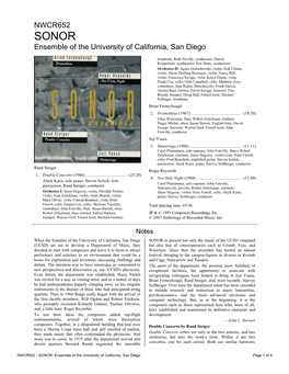 NWCR652 Ensemble of the University of California, San Diego