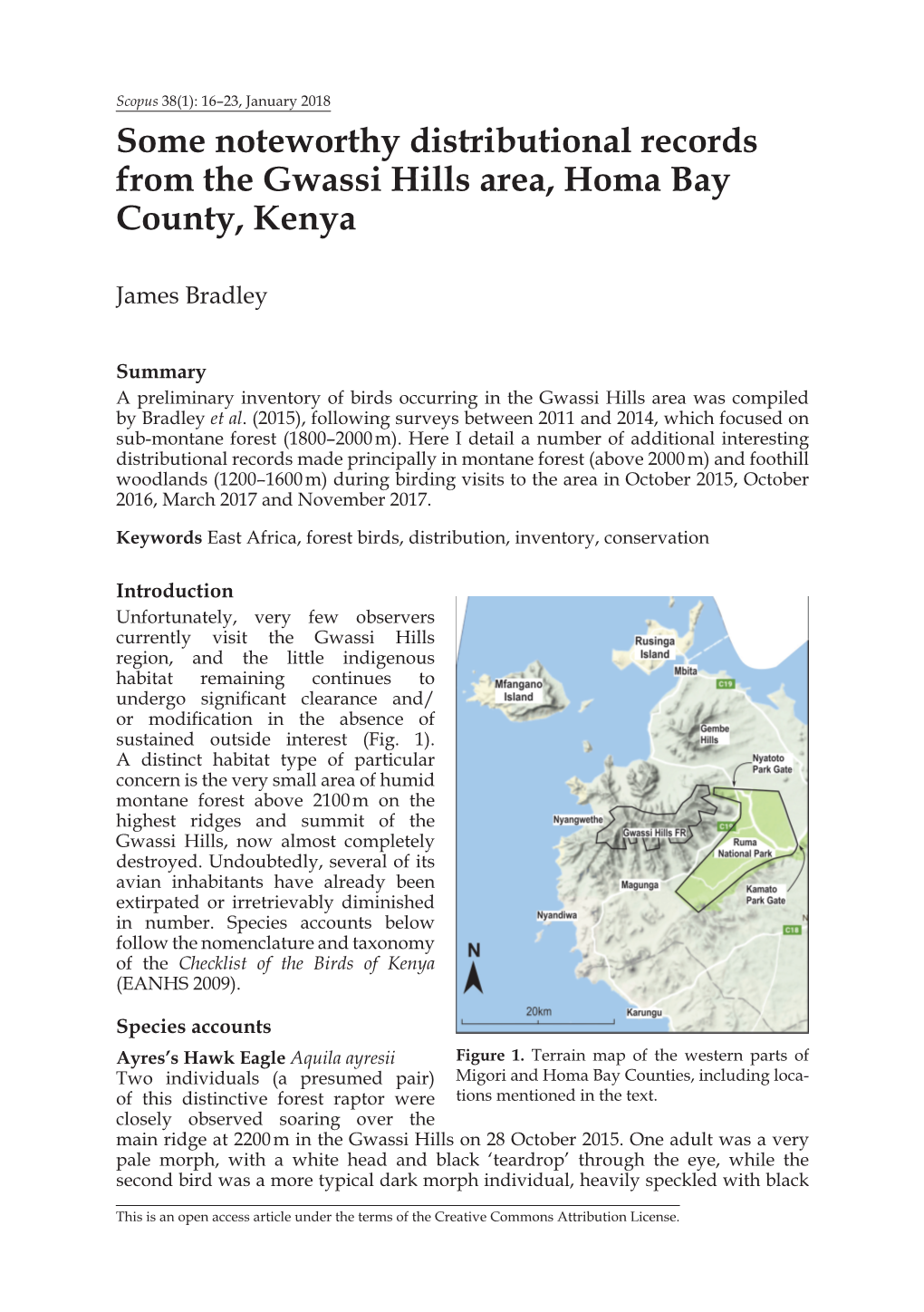 Some Noteworthy Distributional Records from the Gwassi Hills Area, Homa Bay County, Kenya