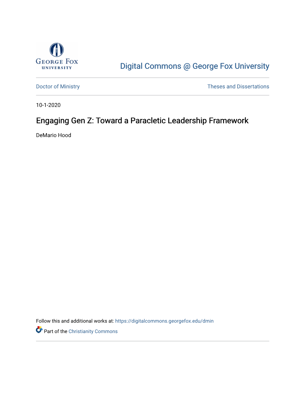 Engaging Gen Z: Toward a Paracletic Leadership Framework