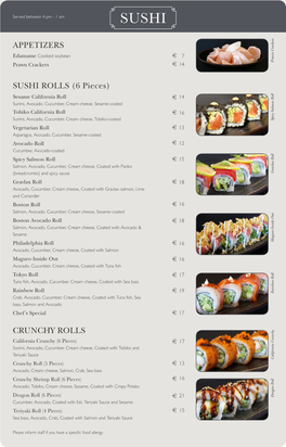 Appetizers Sushi Rolls
