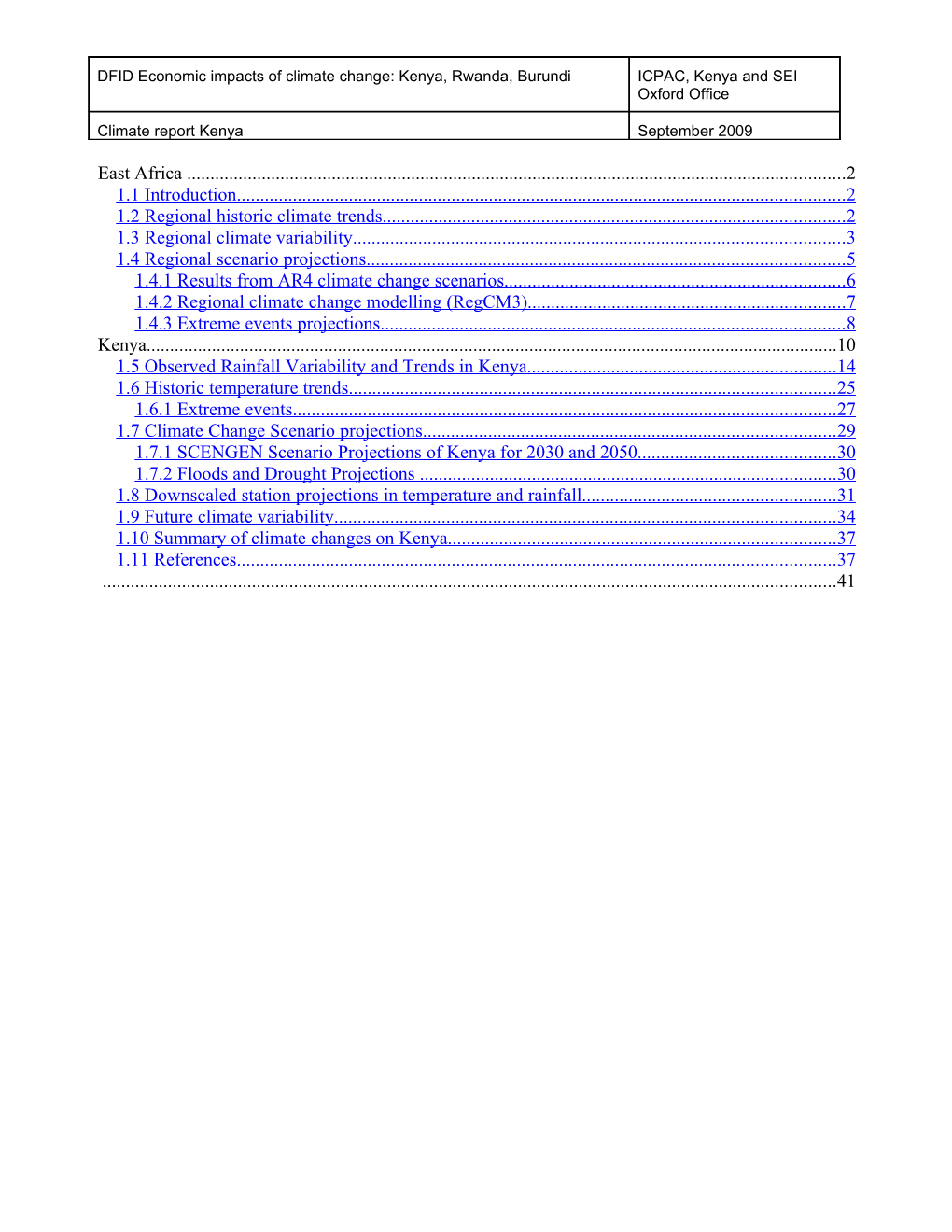 Climate Change Analysis for Kenya and East Africa