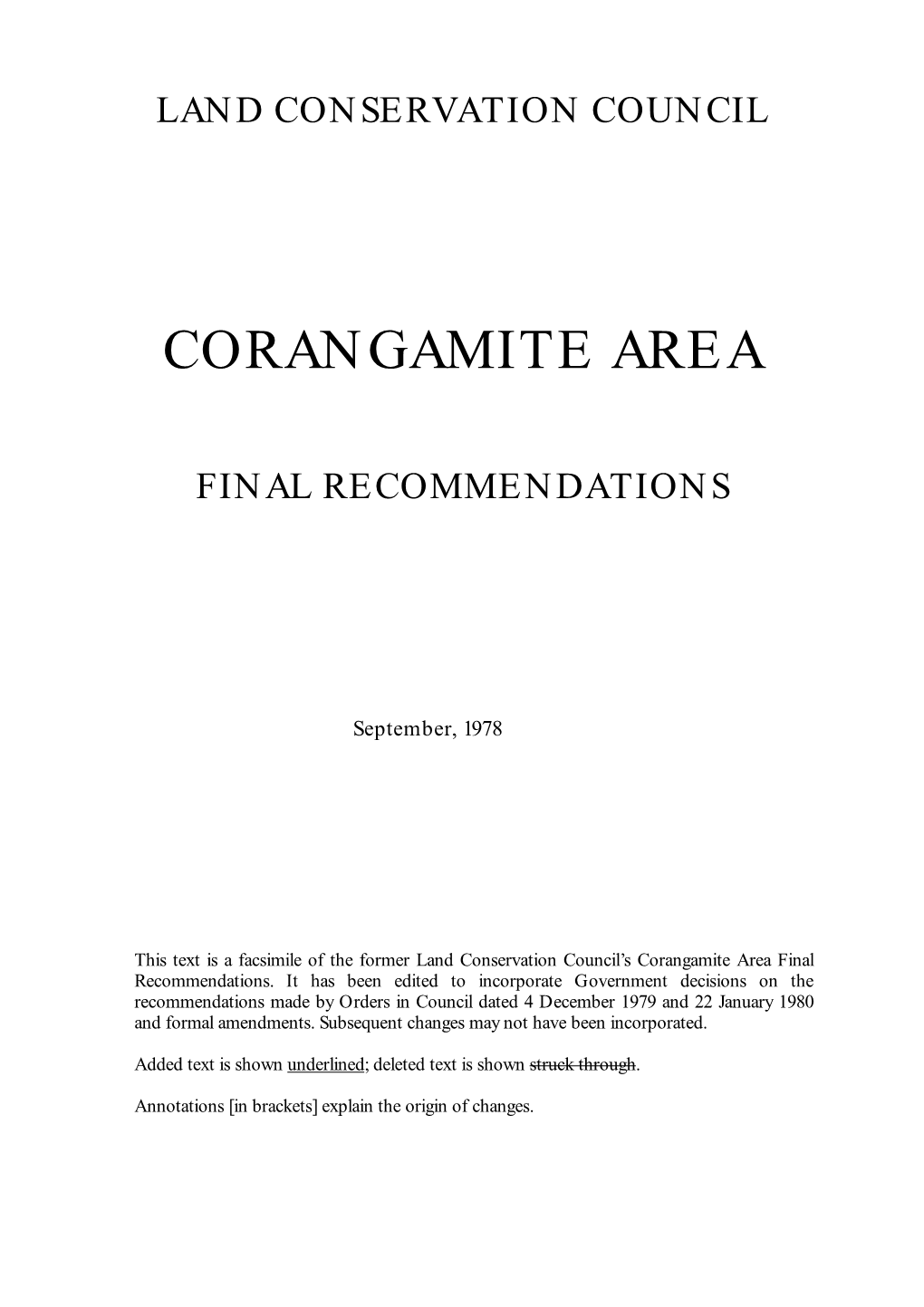 Corangamite Area Final Recommendations