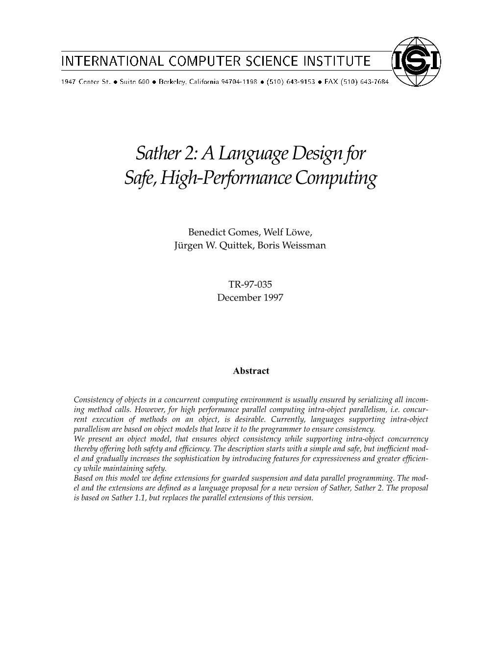 Sather 2: a Language Design for Safe, High-Performance Computing