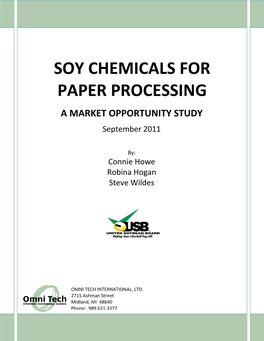 Soy Chemicals for Paper Processing