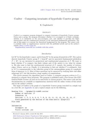 Computing Invariants of Hyperbolic Coxeter Groups