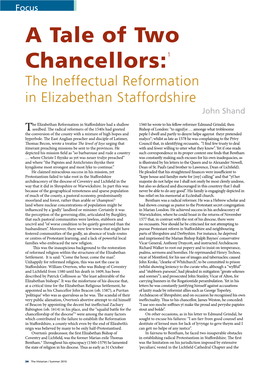 A Tale of Two Chancellors:1 the Ineffectual Reformation in Elizabethan Staffordshire John Shand