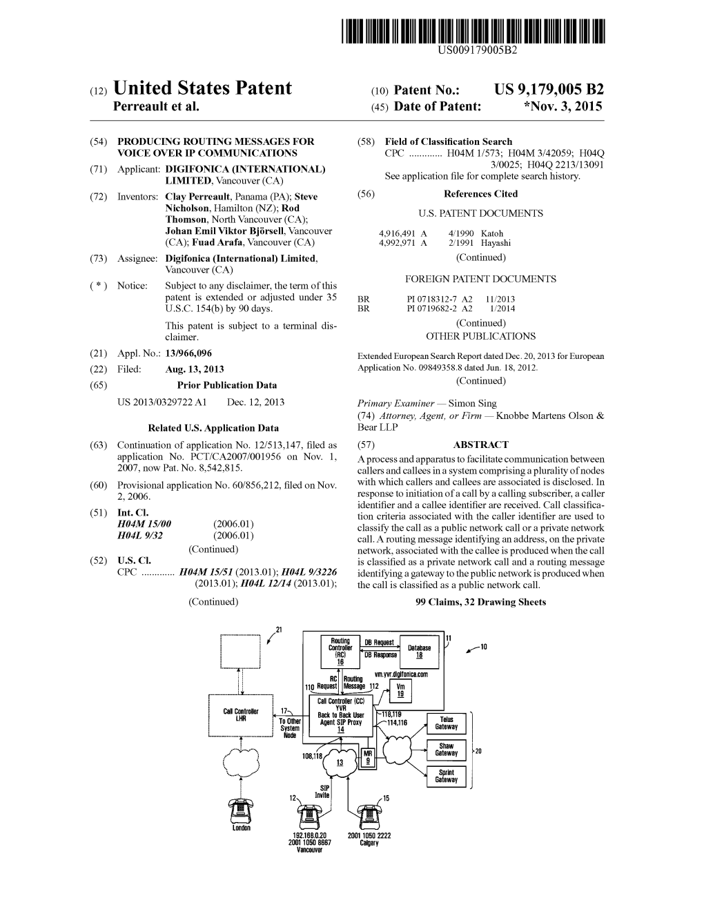 (12) United States Patent (10) Patent No.: US 9,179,005 B2 Perreault Et Al