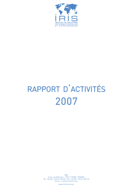 Rapport D'activit.S 2007 Avec M.Dias.Qxp
