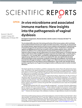 In Vivo Microbiome and Associated Immune Markers