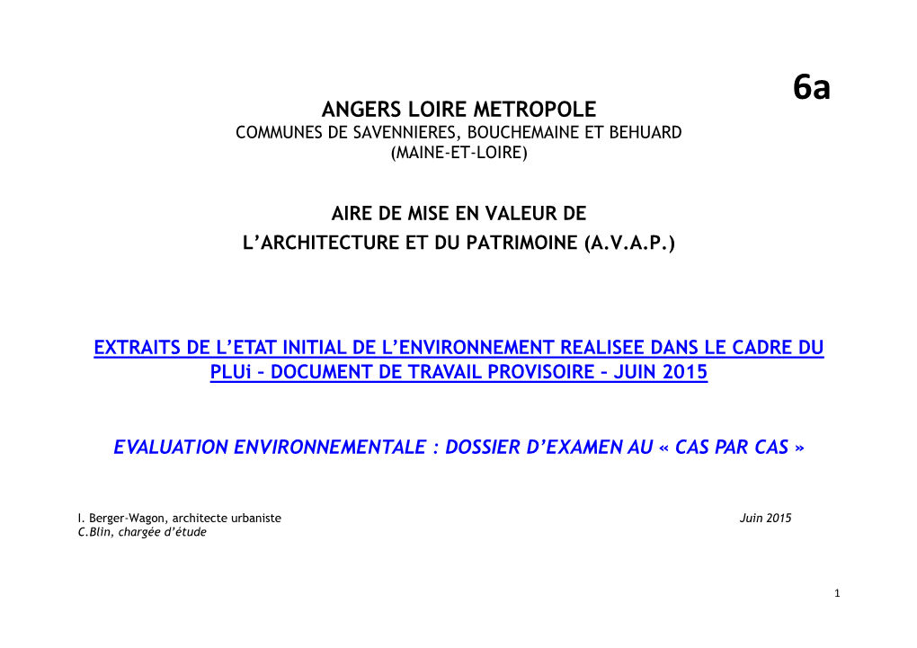 Angers Loire Metropole Communes De Savennieres, Bouchemaine Et Behuard (Maine-Et-Loire)