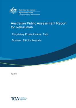 Australian Public Assessment Report for Ixekizumab
