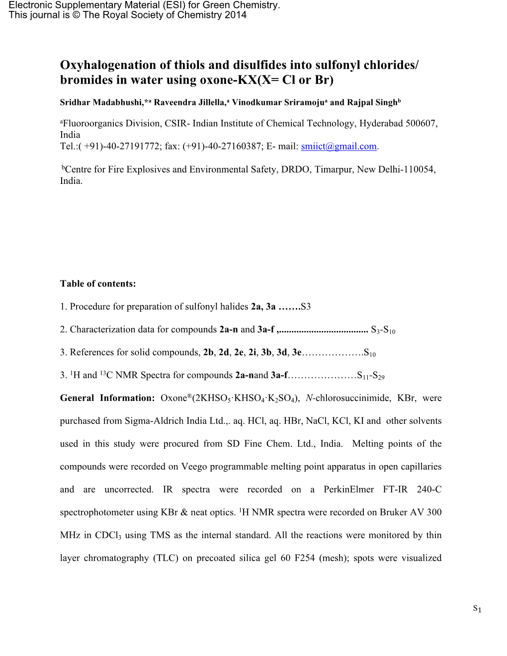 Oxyhalogenation of Thiols and Disulfides Into Sulfonyl Chlorides/ Bromides in Water Using Oxone-KX(X= Cl Or Br)