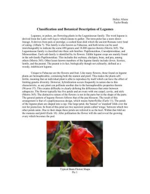 Classification and Botanical Description of Legumes