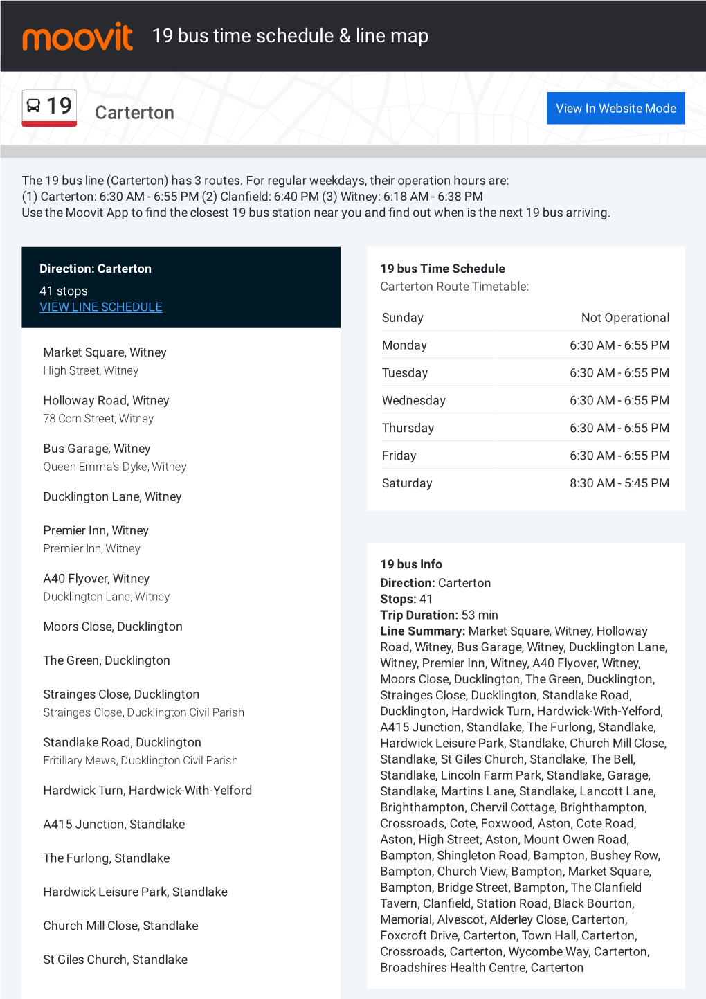 19 Bus Time Schedule & Line Route