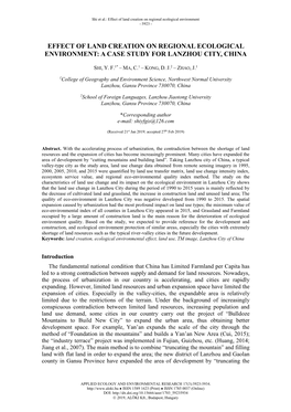 Effect of Land Creation on Regional Ecological Environment - 5923