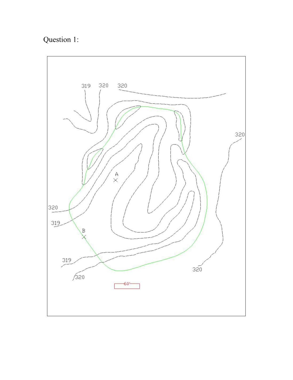 1). the Drainage Area Is Shown As a Thick Closed Spline (Green Color) in the Drawing