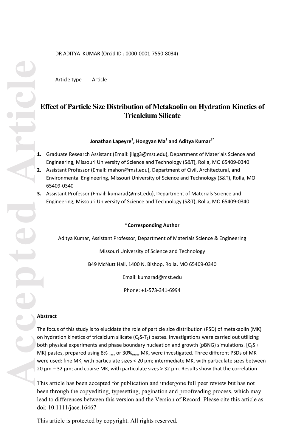 Effect of Particle Size Distribution of Metakaolin on Hydration Kinetics Of