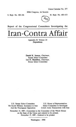 Report of the Congressional Committees Investigating the Iran-Contra Affair 1 Volume 1987